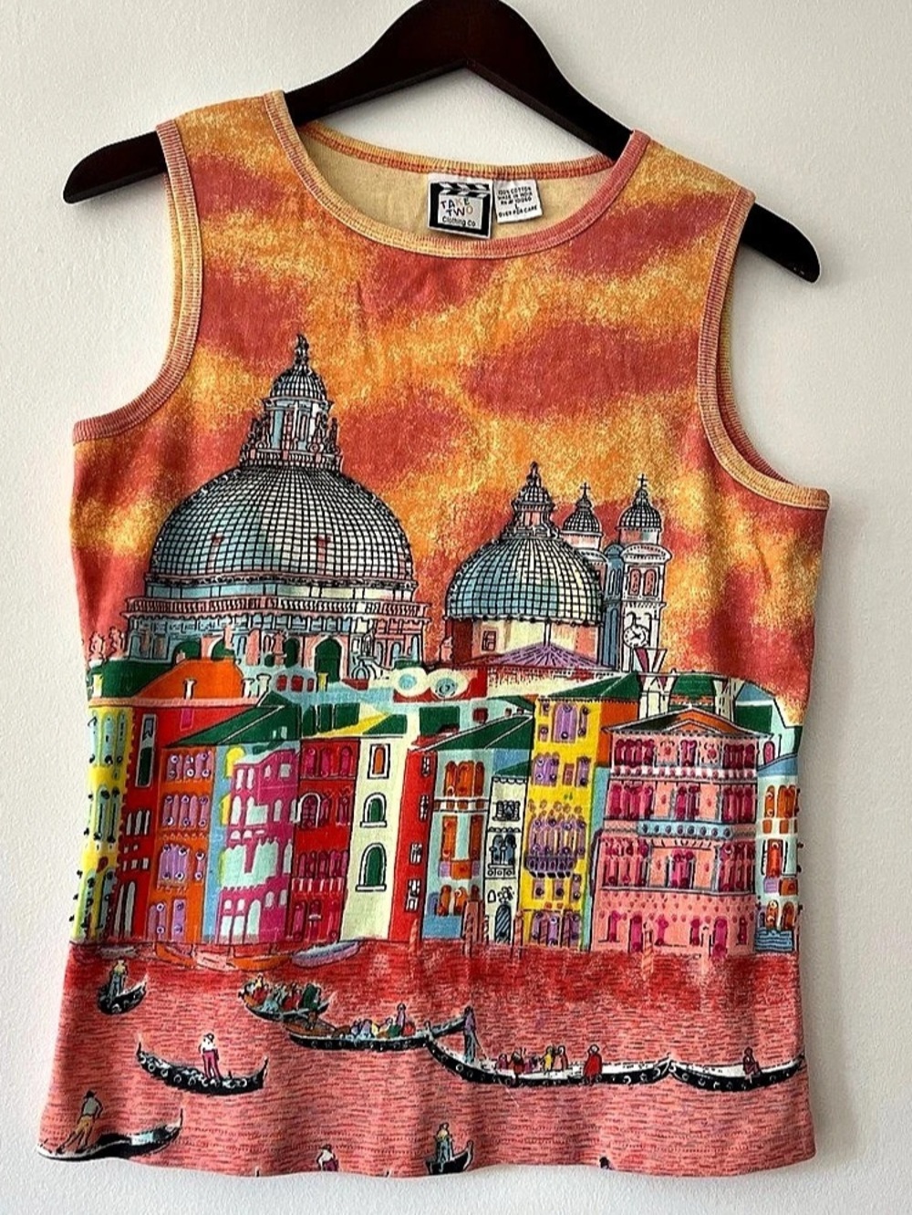 Take Two Clothing Co. Venice Italy Scenic Graphic Print Tank Top. Size Large